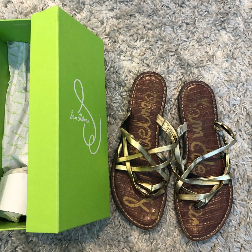 Sam Edelman Marinea Gold Strappy Sandals with box
